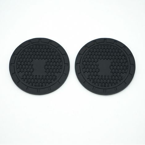 Posavasos de coche con logo decorativo, borde negro antideslizantes, par (1/5)