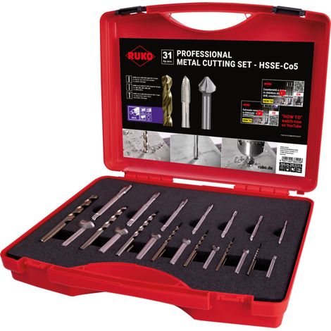 Kit professionnel Ruko pour l'usinage des métaux HSSE-Co 5 (1/3)