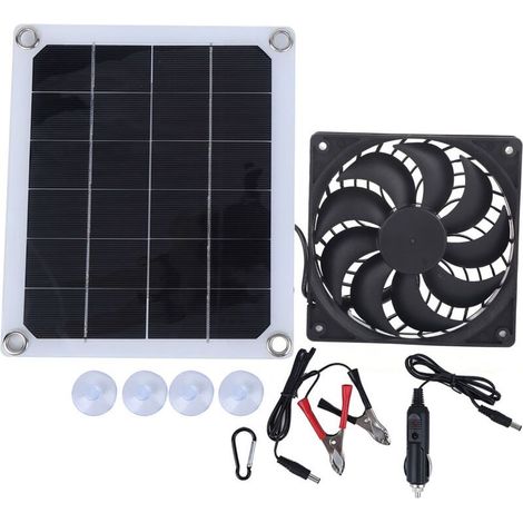 Ventilateur d'échappement à panneau solaire portable 10 W pour charge de voiture en plein air Utilisation de DC5v- (1/4)