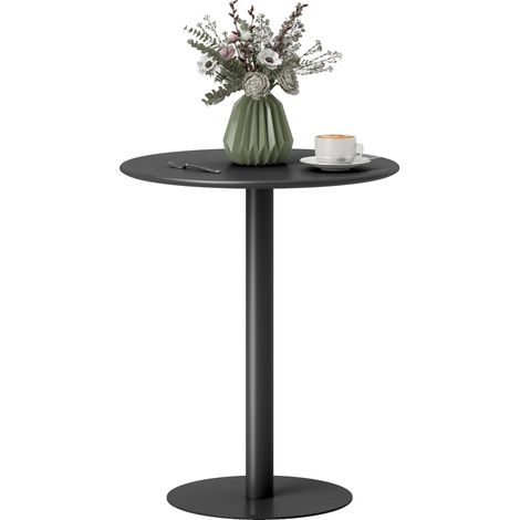 HOMCOM Dining Table, 60 cm Round Kitchen Table for 2 with Steel Base, Black