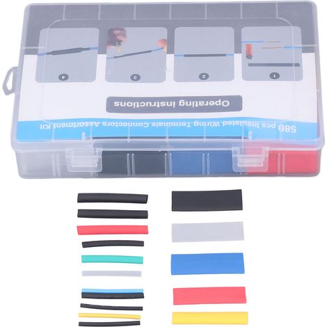 Lot de 580 gaines thermorétractables en coffret, tube isolant pour câble, protection gainée, kit électronique bricolage (1/5)
