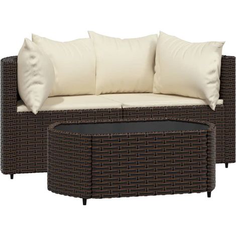 Salon de jardin 3 pcs Contemporain, Ensemble repas de jardin, avec coussins marron résine tressée OIB9688E (1/5)