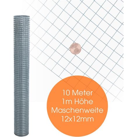 Grillage à poule pour volière à maille soudée en métal 10 mètre / 12 x 12 mm