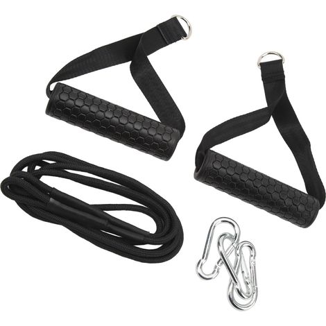Corde de traction pour triceps, accessoire pour machine à câbles de musculation, sangle longue pour triceps avec 2 poignées pour des entraînements variés. (1/5)