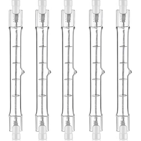 5 Pièces 200W R7S Ampoule Halogène 118mm 220-240V 3100 lm Lumière Blanche Chaude Tige Halogene Dimmable Éclairage Spot Extérieur et Intérieur pour Bâtiment Paysage Sécurité Éclairage de Scène Studio