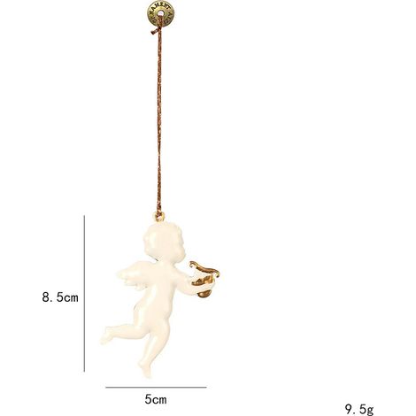 Décorations de sapin de Noël en métal, mini suspensions style nordique, ornements festifs en forme d’ange jouant du piano, accessoires décoratifs pour arbre de Noël, lot de 2 pièces (1/4)