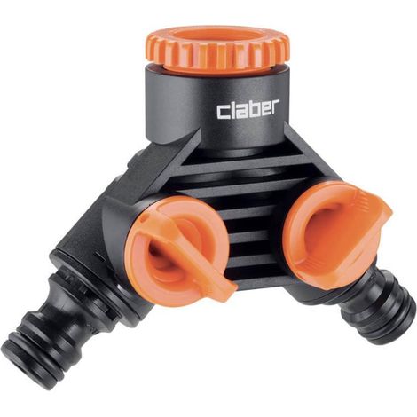 Claber – Sélecteur 2 voies – Raccord rapide 3/4'' ou 1/2'' – Nez type Gardena – Vanne à double bille – Quick-Click System pour étanchéité (1/7)