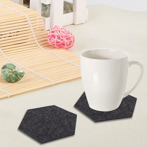 10er-Set Filz-Becheruntersetzer, sechseckig, für Bier und Kaffee (1/4)