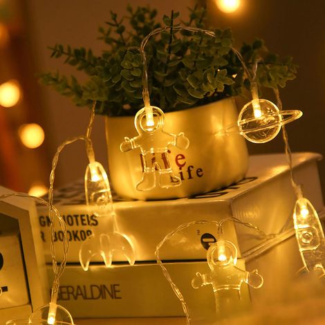 Guirlande lumineuse LED en forme de fusée/astronaute, boîtier à piles, blanc chaud, 20 LED (version à 3 piles) (1/5)