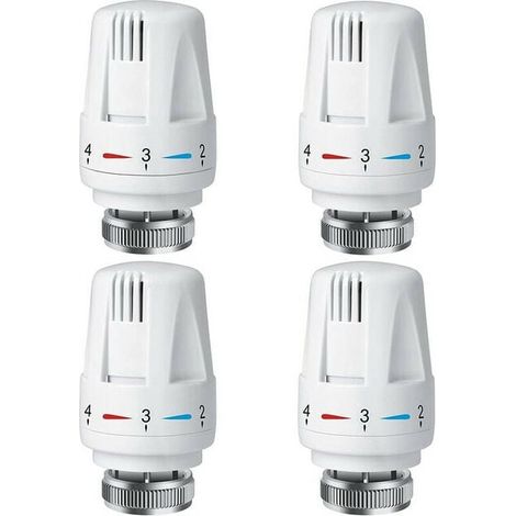 Cabezal de válvula termostática para radiador (4 unidades), cabezal de termostato TRV M30 x 1,5, válvula termostática para radiador, válvulas para sistemas de calefacción de hogar y oficina. (1/5)