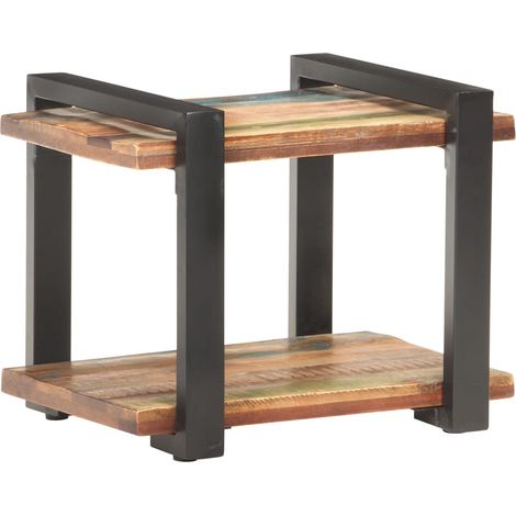Comodino con ripiani 50 x 40 x 40 cm legno di recupero e ferro DEC033076