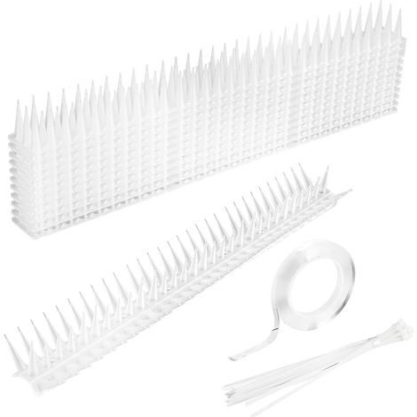 Spuntoni anti-uccelli, 5 m Spuntoni anti-uccelli, Spuntoni anti-piccioni, Sistema anti-corvi, Spuntoni anti-uccelli Bird Safe per piccioni, passeri, corvi, balconi (confezione da 12 bianchi) (1/4)