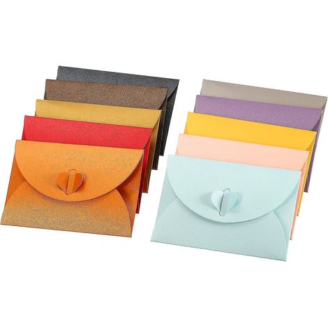 100 mini-enveloppes, fermoir en forme de cœur Petit porte-cartes cadeaux, idéal pour les mariages, les fêtes et les boutiques, couleurs assorties. (1/5)
