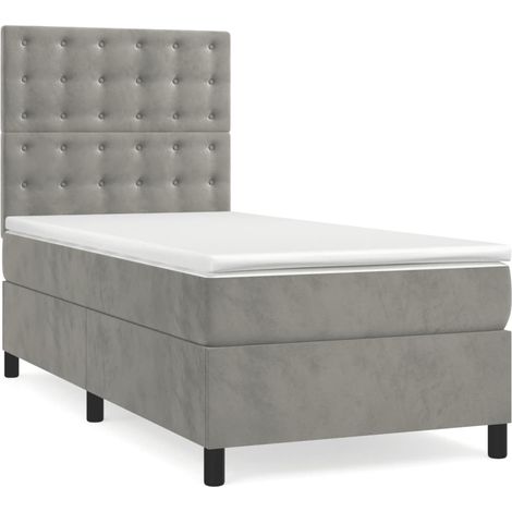 Maison Exclusive - Giroletto a Molle con Materasso Grigio Chiaro 90x200 cm Velluto