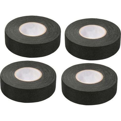 Ulisem4 Pieces Black Auto Adhesive Tape (1.5 cm x 15 m) - Car Cloth Tape, High Temperature Adhesive Tape, Heavy Duty Black Tape, Cloth Tape, Car Wiring Harness Tape (1/4)