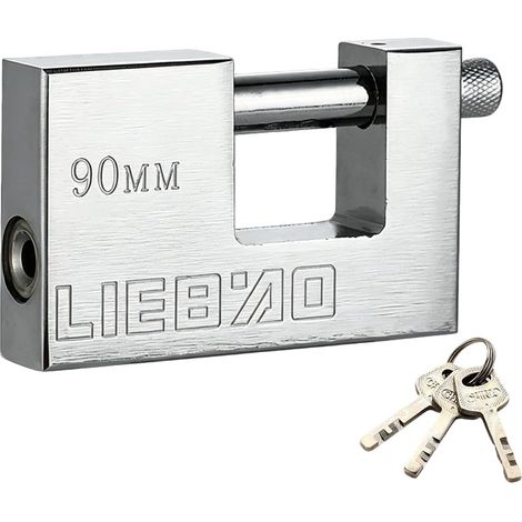 90 Cadenas sécurisé ultra-résistant 3 clés Acier inoxydable Anse 12 mm Anse Résistante aux Coupures Antivol de Sécurité pour Conteneur, Portail, Remorque Attelée (1/5)