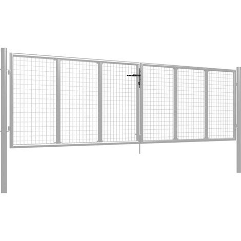 Maison Exclusive - Portail de jardin en acier galvanisé 400 x 100 cm argenté (1/5)