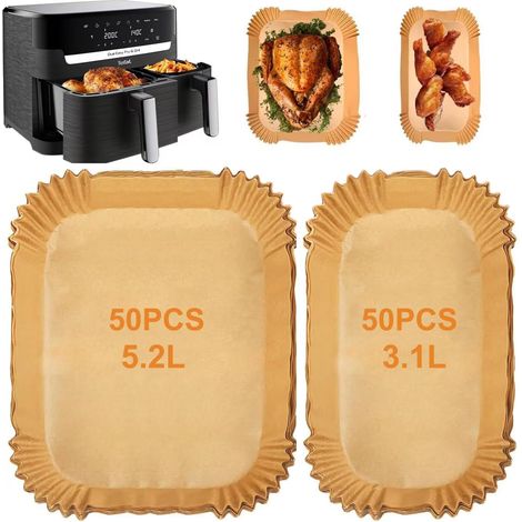 100 Papier Cuisson Air Fryer, Antiadhésif, Résistant Chaleur, Pour Philips 3000 Tefal 5,2L 3,1L (1/5)
