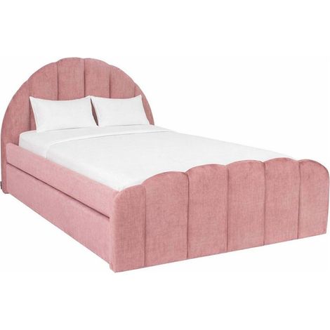 Lit gigogne capitonné en tissu rose - rosewood jewel (1/5)