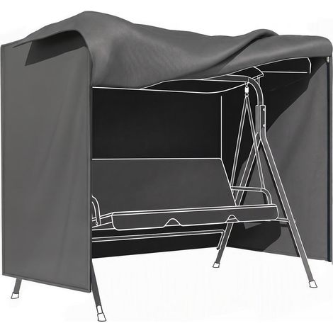 Extérieur et terrasse protection contre intempéries housse pour balancelle de jardin Oxford respirant zippé 177x114x152cm gris (1/5)