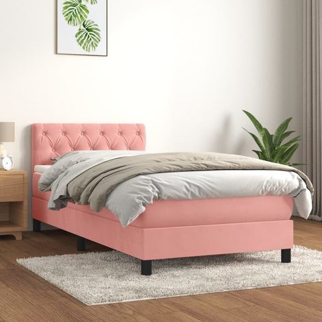 Sommier à lattes de lit et matelas Rose 80x200 cm Velours (1/5)