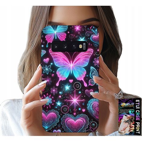Funda para Samsung Galaxy S10 Plus - Funda con estampado de mariposas y corazones de colores y diseños modernos (1/5)