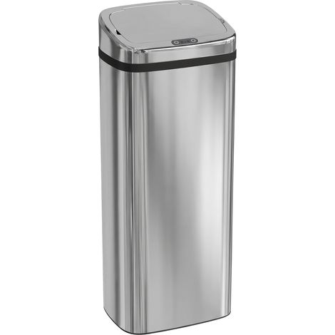 Poubelle avec détecteur de mouvement et ouverture automatique, 1 conteneur en acier inoxydable de 50 litres (1/5)