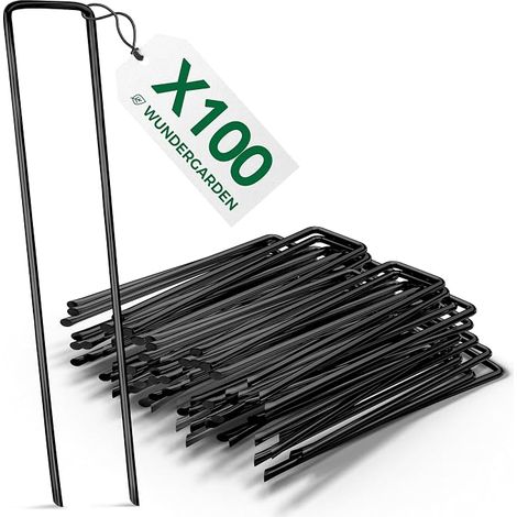 Lot de 100 piquets de Fixation en Acier pour bâche Anti-Mauvaises Herbes 150x25mm Ø2,7mm (1/4)
