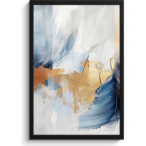 AFFICHE ENCADRÉE Or - Bleu - Aquarelle - Art - Moderne Cadre Décoration Murale 40x60 (1/5)