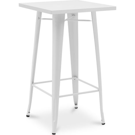 Square Stool Table - Industrial Design - 100 cm - Galla White