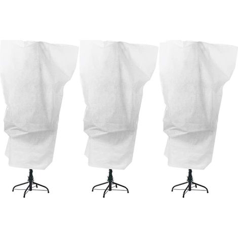 Lot de 3 housses de protection hivernales pour plantes avec fermeture éclair, sacs de protection chauds, housses en tissu antigel pour plantes en pot et arbres fruitiers, blanc, 1,2