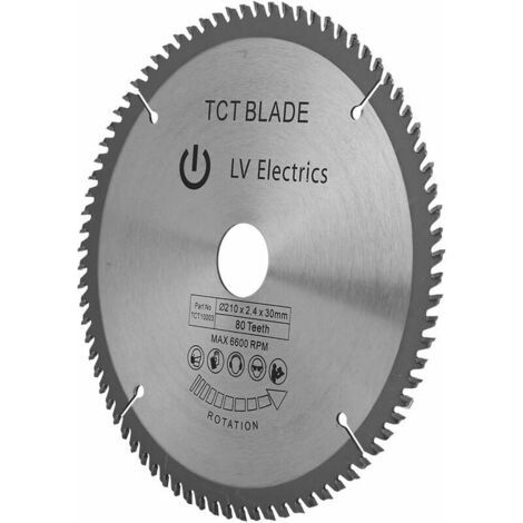QORVA-Lames de Scies Circulaires - 210mm x 30mm pour Métal, Métal, Pierre, Verre, Verre, Coupe Sans Fil, Disque, Dents 80t (1/5)