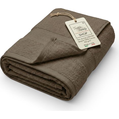 Telo Doccia Taupe 100x150 in Spugna 100% Cotone 450 g/m² Made in Italy