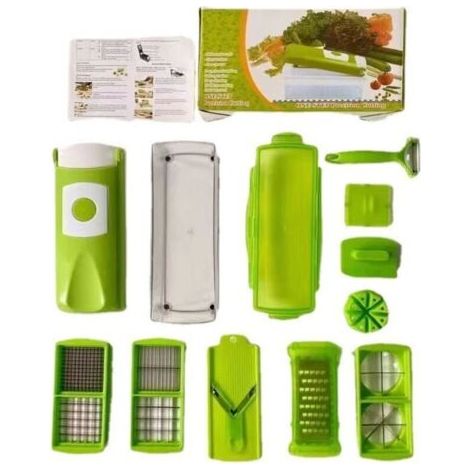 Accessoires cuisine et cuisson,Genius Nicer Dicer Smart (12 pcs.) en vert - coupe-légumes pour cubes, bâtonnets, tranches, lanières et quartiers - coupe-salade mandoline trancheuse à concombr (1/5)