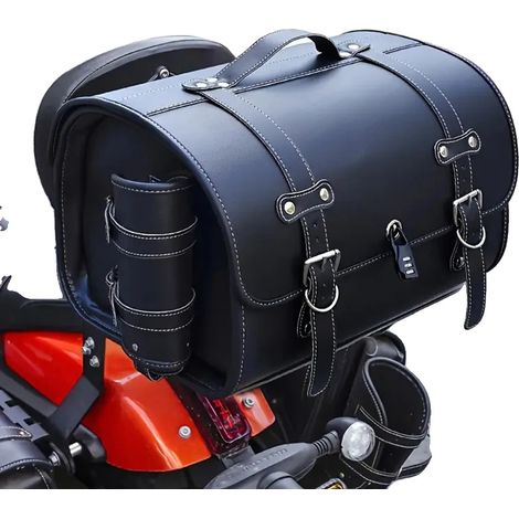 Baúl trasero para motocicleta, gran capacidad, diseño impermeable, negro. (1/2)