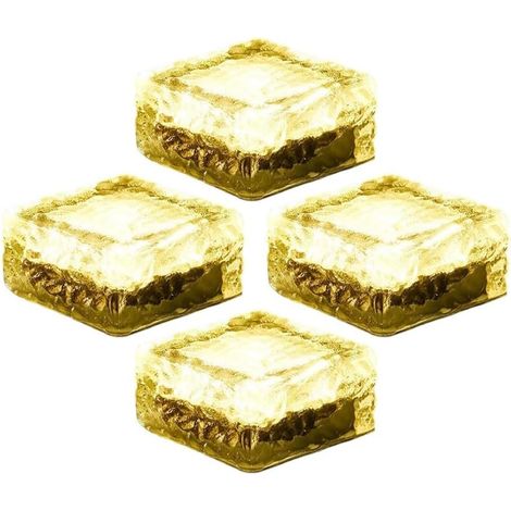 Briques Solaires LED Verre 4pcs Lumière Chaude(warm light) (1/5)