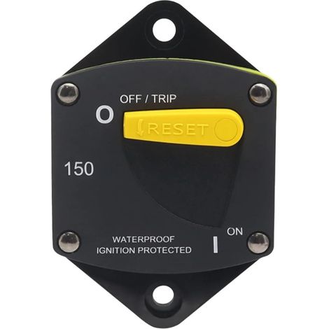 Rückstellbarer Sicherungsschutzschalter DC 48 V AMP 150 A Leistungsschalter mit manueller Rückstellung, leitfähiger Schutz für Yachten, hoher Strom für Vergnügungsboote(150a)