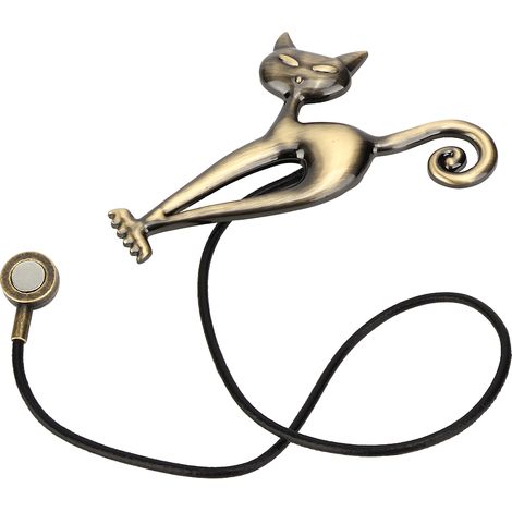 Pinces à rideaux magnétiques chat mignon pour la maison, avec boucle et attache, couleur bronze. (1/5)
