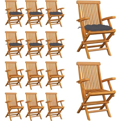 Chaises de jardin avec coussins anthracite lot de 6 Bois teck - Chaise De Jardin - Mobilier De Jardin - Chaise En Bois - Terrasse - Jardin - Home & Living (1/5)