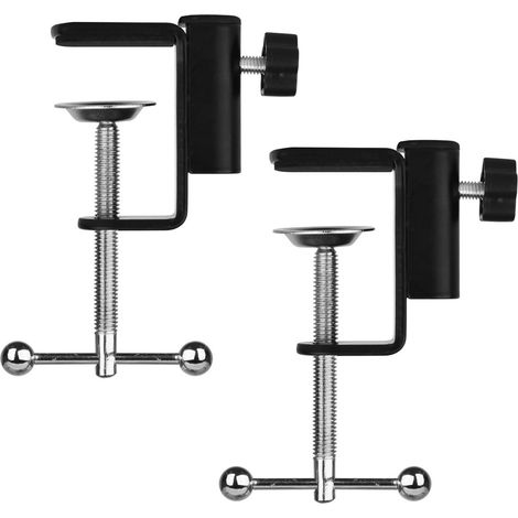 Lot de 2 supports de table en alliage d'aluminium, pince en C réglable, pour lampe articulée, microphone et accessoire audio (1/5)