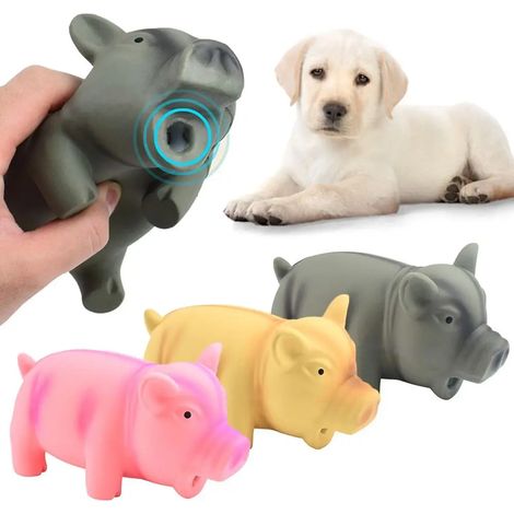 Jouet pour animaux de compagnie en caoutchouc avec son, en forme de cochon, fabriqué en latex, pour l'entraînement des chiots (1/5)
