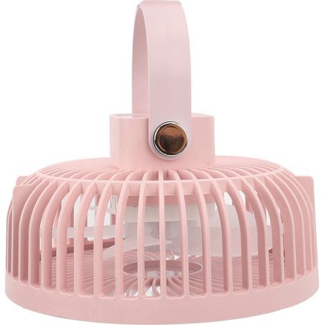 4-in-1 Campinglampe und Ventilator, drei Belüftungsstufen, große Reichweite, Zeltventilator zum Aufhängen am Netz, inklusive Fernbedienung und zwei Haken, rosa. (1/5)