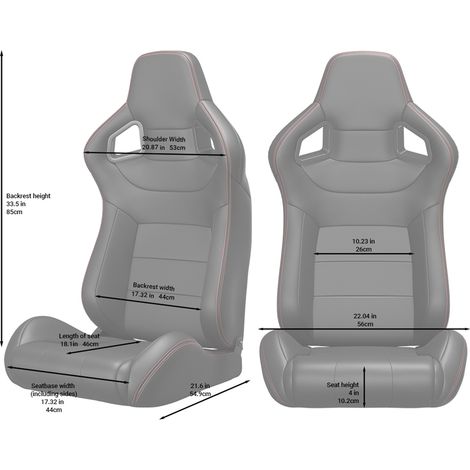 Sedili racing reclinabili in PVC nero set 2 OKMYHOME (1/2)