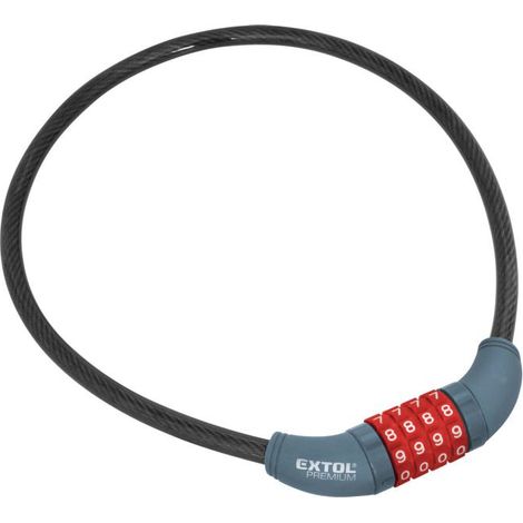 Cavo antifurto per bicicletta EXTOL, codice di bloccaggio, 10 x 650 mm 8857822