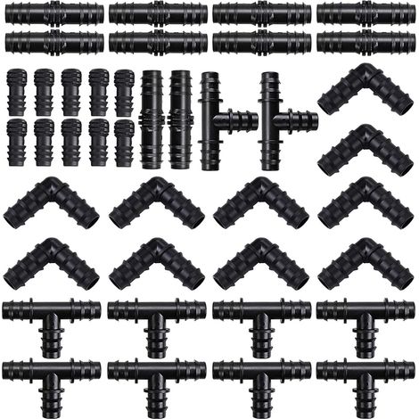 40 Pièces Raccords d'Irrigation pour Tubes 16mm, Kit de Raccords D'irrigation pour Tuyau, Connecteurs Mixtes pour Systèmes D'irrigation de Jardin, Tés, Couplages, Coudes, Bouchons d'Extrémité (1/5)