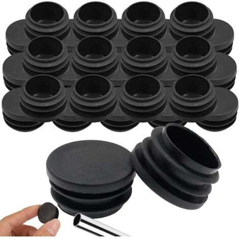 Sollbry 30 Pièces Protection Pied de Chaise, Bouchon en Plastique 30mm Bouchon Plastique pour Tubes en Acier, Tables, Chaises, Bâtons de Marche, Tampon Chaise(Noir) (1/5)
