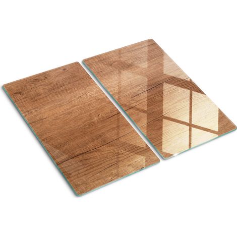 Planche de cuisine, couvre plaque, verre planche découper, verre trempé – 2 x 30 x 52 cm - Bois