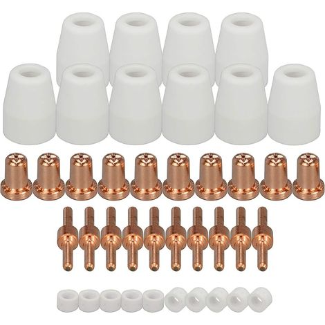 Kit Consommables Allongés pour Torche Plasma PT-31 JG-40 LG40 Électrode 18205L Buse Allongée 18866L cran Protecteur 18204 pour Découpeurs Cut 50D, Cut 50 et Cut 40 40 pièces (1/5)
