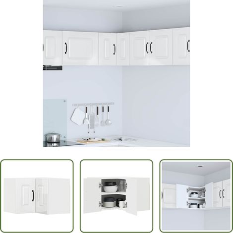 Holzschrank - Küchenschrank Kalmar Hochglanz Weiß 57 x 57 x 40 cm (1/5)