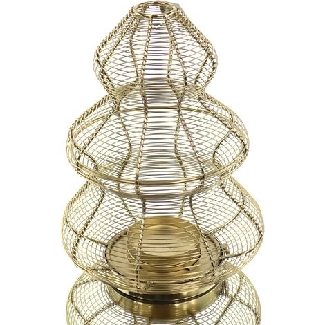 GASPER Weihnachtswindlicht Tannenbaum goldfarbener Draht 33 cm - Aluminium (1/4)